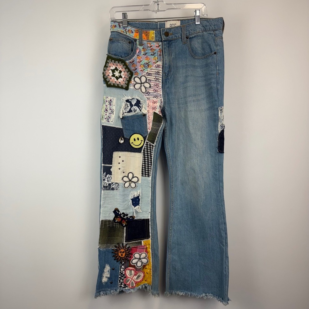 BDG Urban Outfitters Patchwork Flare Jeans Boho Y2K Size 29 - Picture 5 of 16